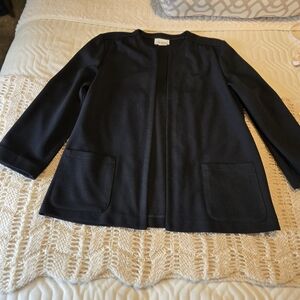 Vintage Open Front Polyester Elegant Black Women's Jacket